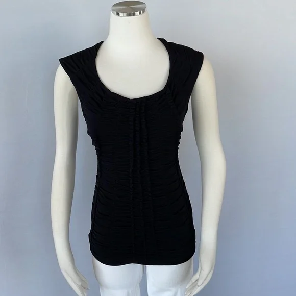 WHBM  Extended Sleeve Ruched Ruffle Top Size Small - Picture 4 of 14